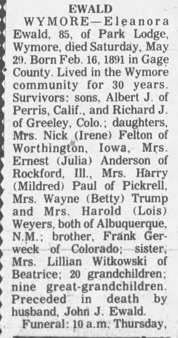 Clipping from Beatrice Daily Sun